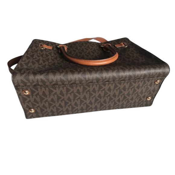 Michael Kors Brown Logo Print Large Hamilton Tote Satchel Handbag - Picture 14 of 14